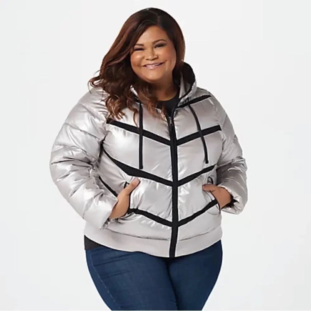 Zuda Quilted Pearlized Puffer Jacket with Hood